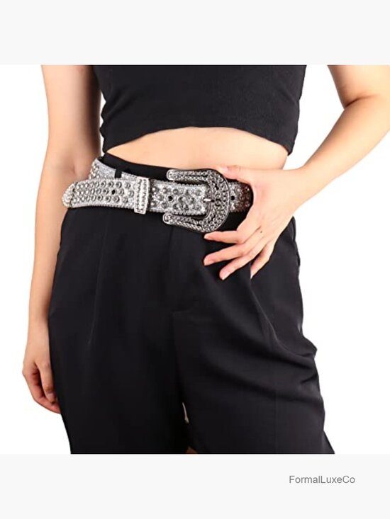 Rhinestone Studded Belt for Men Women Y2K Cowgirl Punk Style with Gift Box